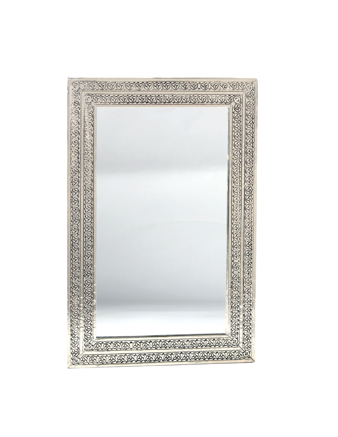 Marokkanischer Orientalischer Silberner Spiegel exotisch Handarbeit 100x60cm 