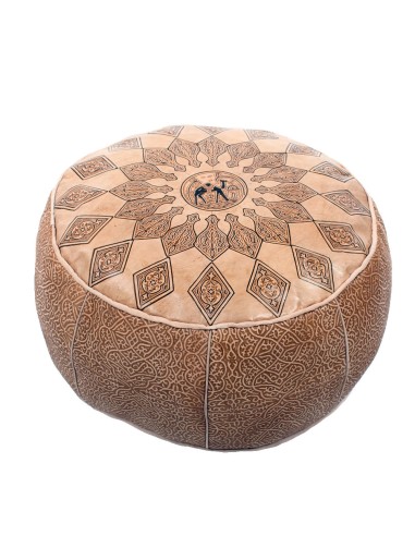 Marokkanisches Sitzkissen Leder Poufs natur ø 50cm