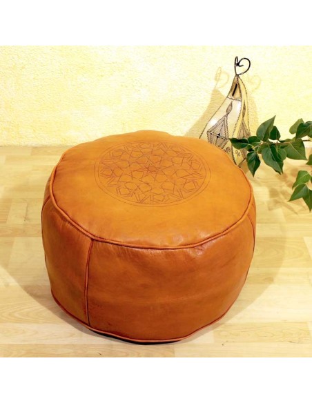 Ledersitzkissen Poufs Tabaa orange 50cm - albena Marokko Galerie
