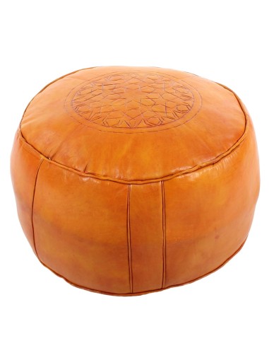 Marokkanisches Sitzkissen Leder Tabaa orange ø 50cm