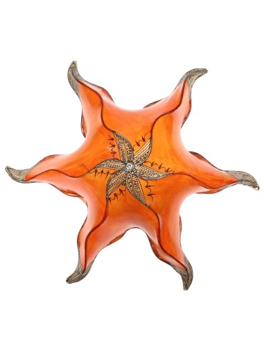 Marokkanische Leder Wandlampe Stern Masur orange