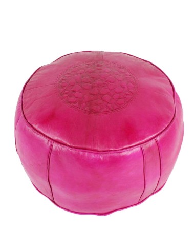 Marokkanisches Sitzkissen Leder Tabaa pink ø 50cm