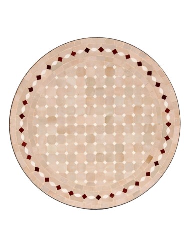 Mosaik Tischplatte ø60cm Yena natur/weiss/rot