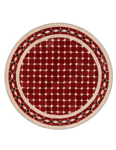 Mosaik Tischplatte ø60cm Renak rot/natur/schwarz