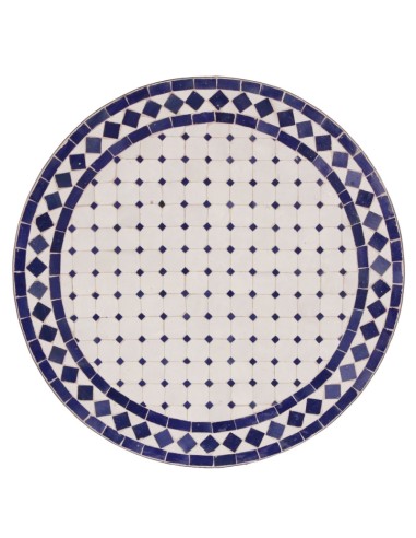 Mosaik Tischplatte ø60cm Issma weiss/blau