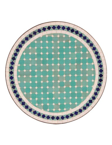 Mosaik Tischplatte ø60cm Fero türkis/weiss/dunkelblau