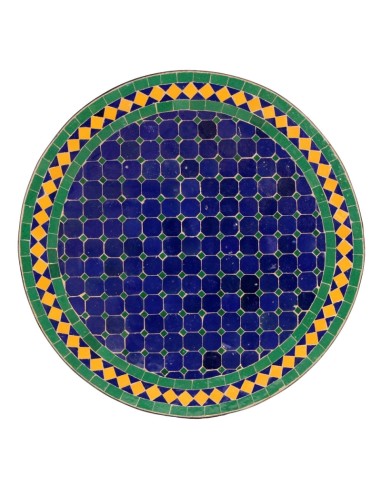 Mosaik Tischplatte ø60cm Fareo dunkelblau/grün/gelb