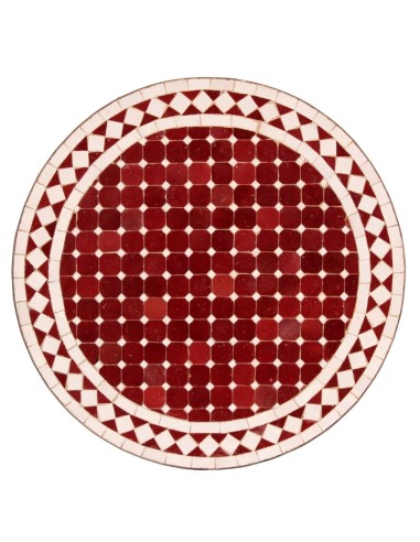 Mosaik Tischplatte ø60cm Susat rot/weiss