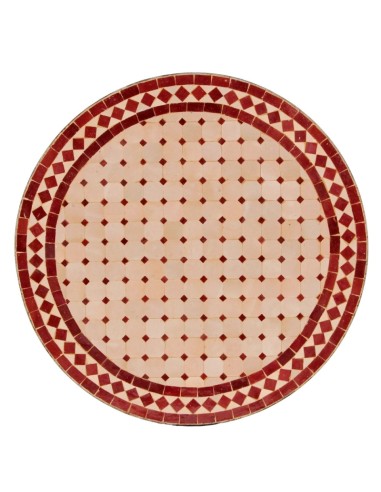 Mosaik Tischplatte ø60cm Eron natur/rot