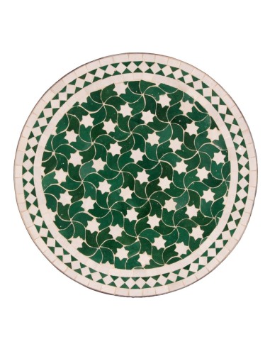 Mosaik Tischplatte ø60cm Maar grün/weiss Sterne