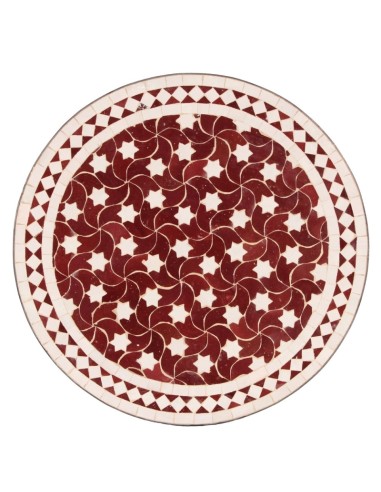 Mosaik Tischplatte ø60cm Maar rot/weiss Sterne