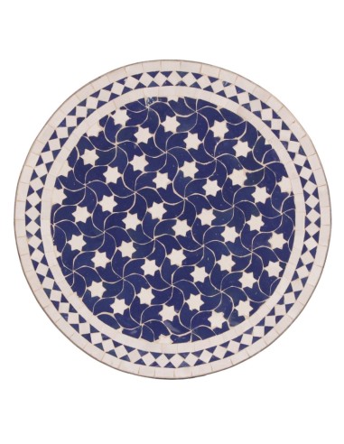 Mosaik Tischplatte ø60cm Maar blau/weiss Sterne