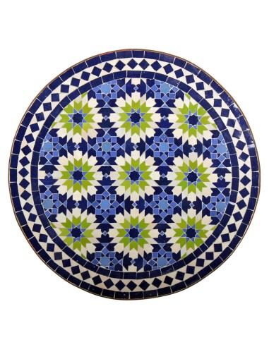 Mosaik Tischplatte ø60cm Iras blau/beige/grün