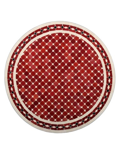 Mosaik Tischplatte ø80cm Renak rot/natur/schwarz