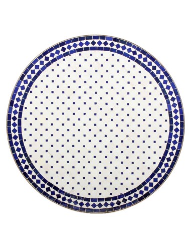 Mosaik Tischplatte ø80cm Issma weiss/blau