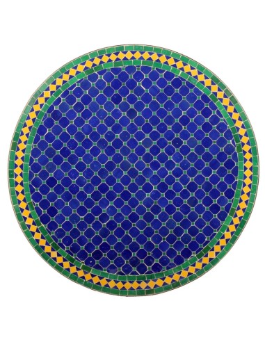 Mosaik Tischplatte ø80cm Fareo dunkelblau/grün/gelb