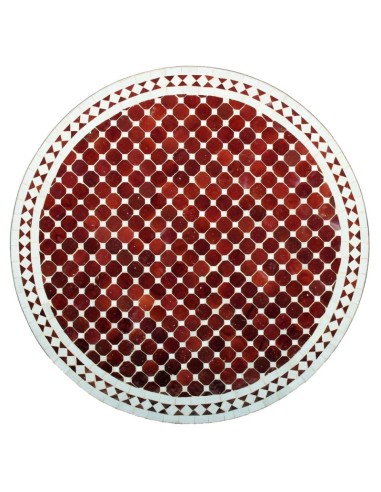 Mosaik Tischplatte ø80cm Susat rot/weiss