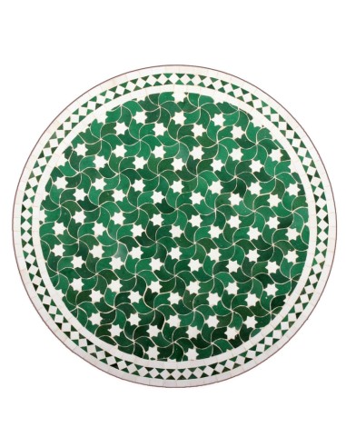 Mosaik Tischplatte ø80cm Maar grün/weiss Sterne
