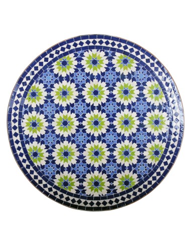 Mosaik Tischplatte ø80cm Iras blau/beige/grün