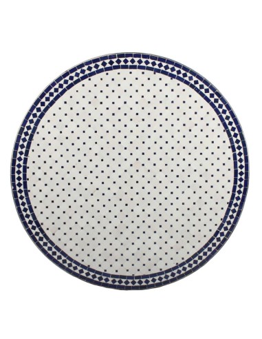 Mosaik Tischplatte ø100cm Issma weiss/blau