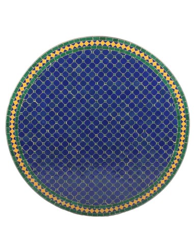 Mosaik Tischplatte ø100cm Fareo dunkelblau/grün/gelb