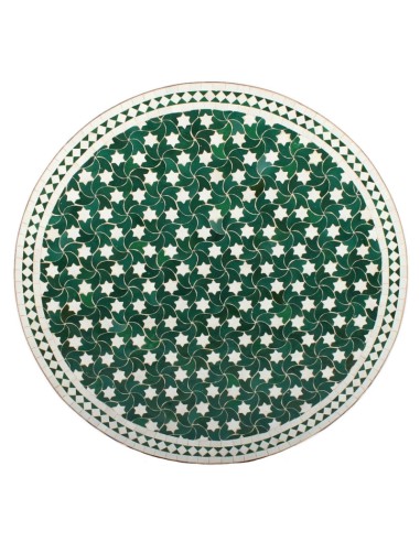Mosaik Tischplatte ø100cm Maar grün/weiss Sterne