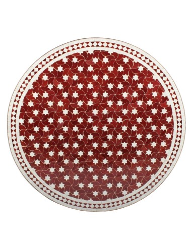 Mosaik Tischplatte ø100cm Maar rot/weiss Sterne