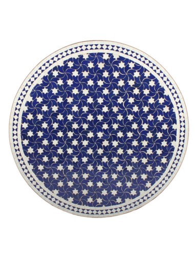 Mosaik Tischplatte ø100cm Maar blau/weiss Sterne