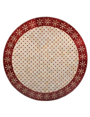 Mosaik Tischplatte ø100 cm Sumil natur/rot