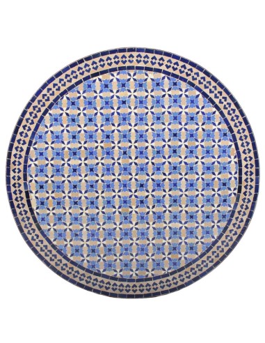 Mosaik Tischplatte ø100cm Beluna blau/beige/weiss