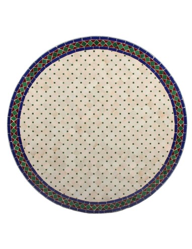 Mosaik Tischplatte ø120cm Jamal natur/blau/grün/rot