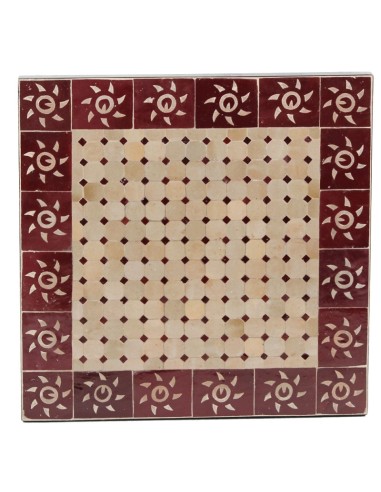 Mosaik Tischplatte 60x60 cm Sumil natur/rot