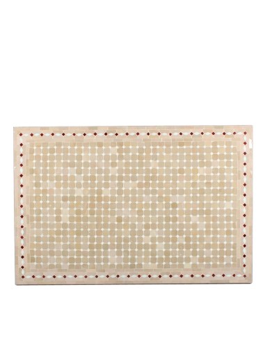 Mosaik Tischplatte 80x120 cm Yena natur/weiss/rot