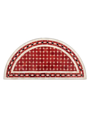 Mosaik Tischplatte halbrund 40x80 cm Renak rot/natur/schwarz