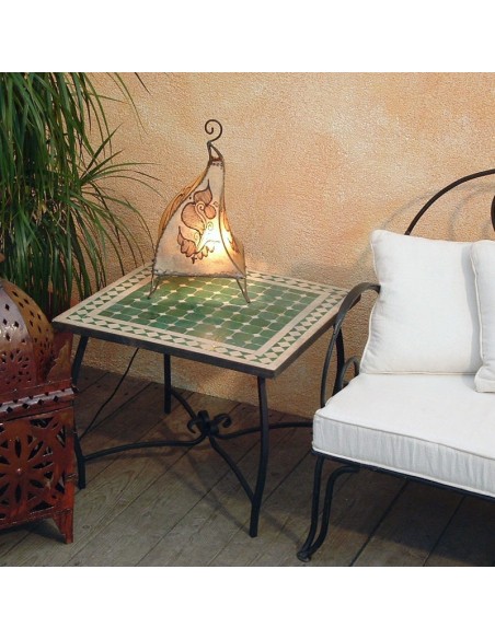 Hiawa blau/türkis/Weiss/grün albena Marokko Galerie Marokkanischer Mosaiktisch 60cm COUCHTISCH L Gartentisch Beistelltisch Terrassentisch Fliesentisch Mediterraner Tisch 