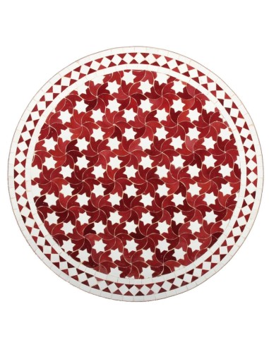Mosaik Tischplatte ø80cm Maar rot/weiss Sterne